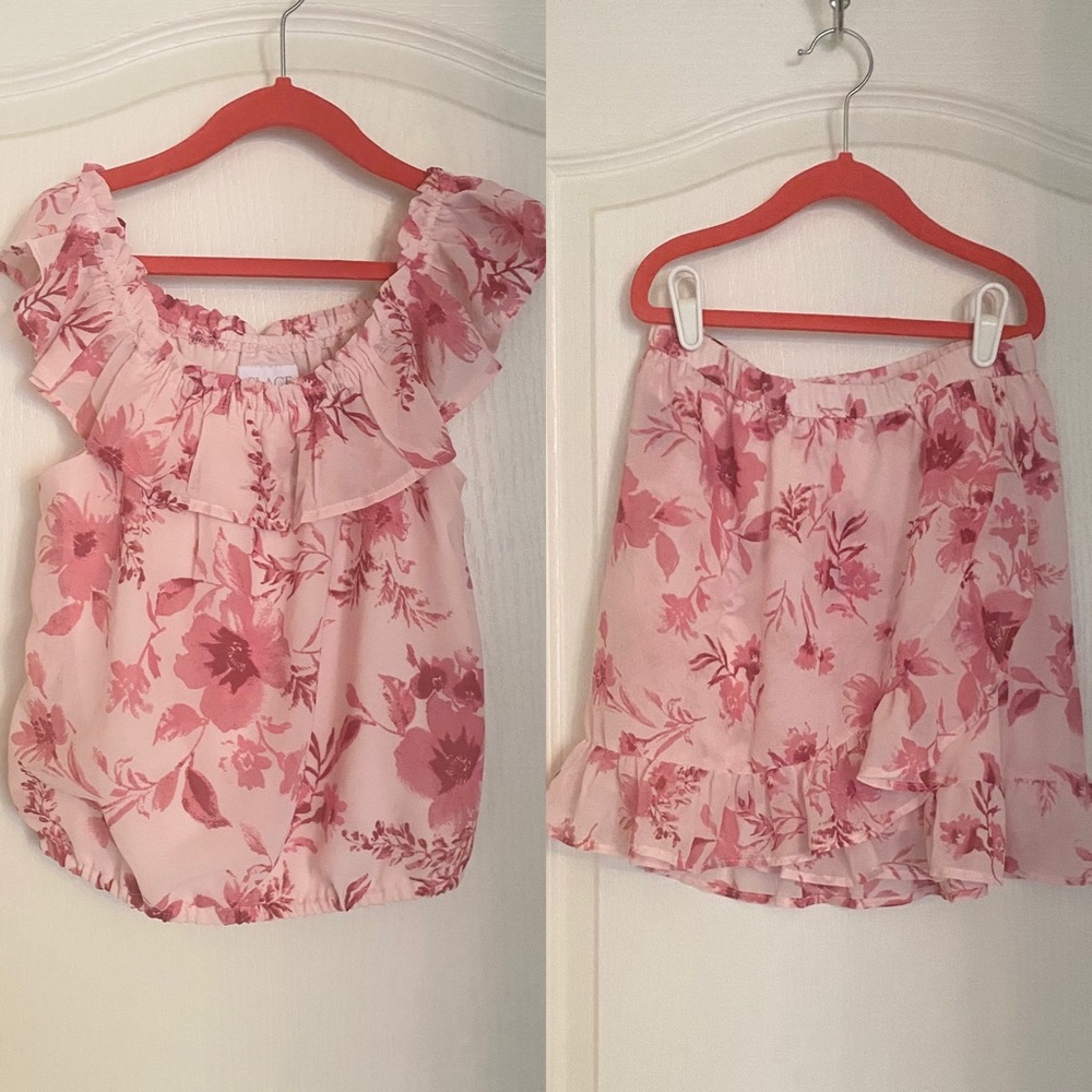 Children’s Place - Girl’s 2 Piece Pink Floral Skirt & Top Set